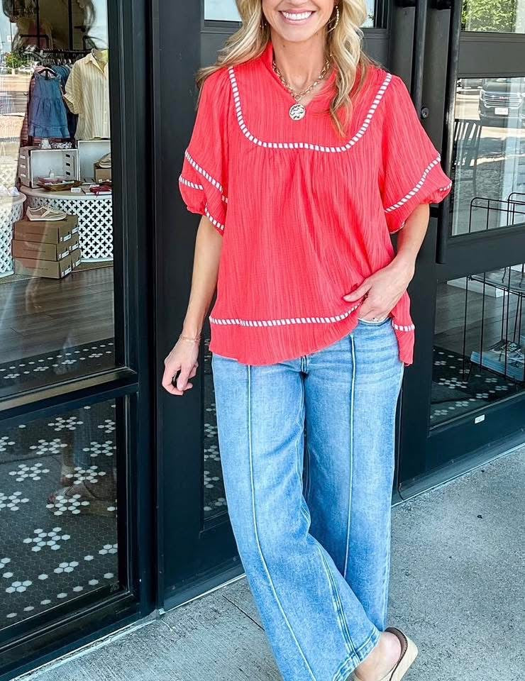 UMGEE Strawberry Contrast Top – Magnolia Trading Post