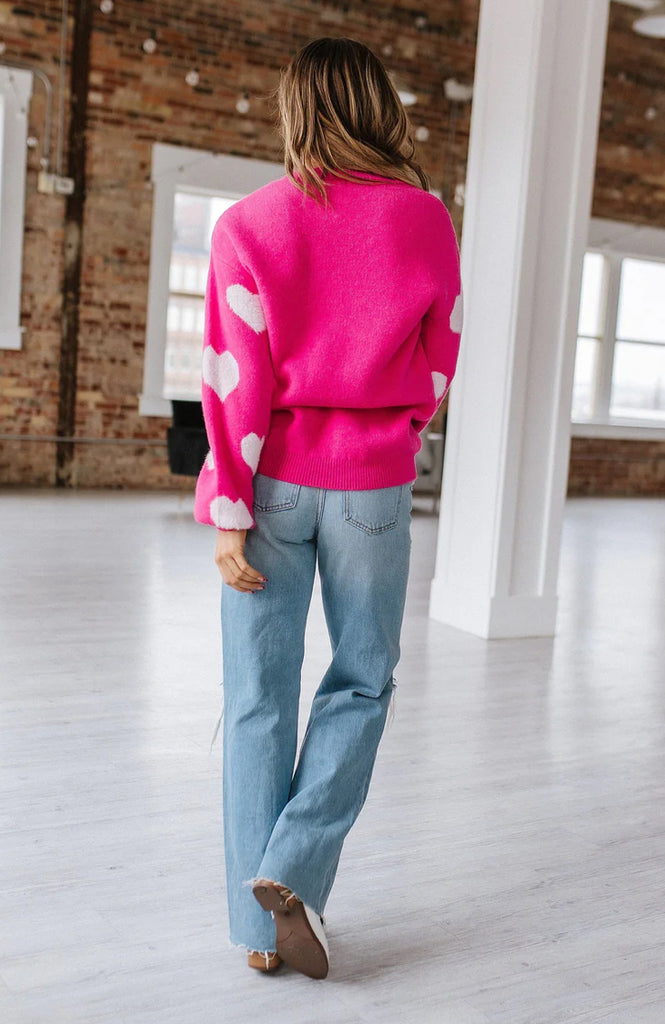 Fuzzy hot pink sweater best sale