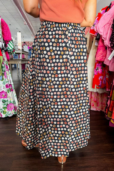 Black Multi Polka Dot Maxi Skirt