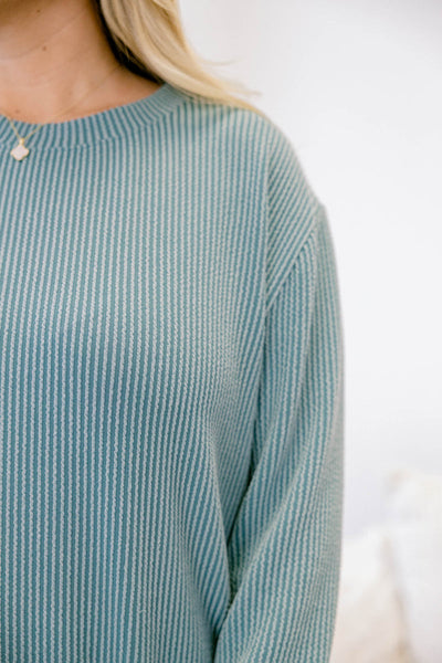 Presley Ribbed Long Sleeve Top Jade