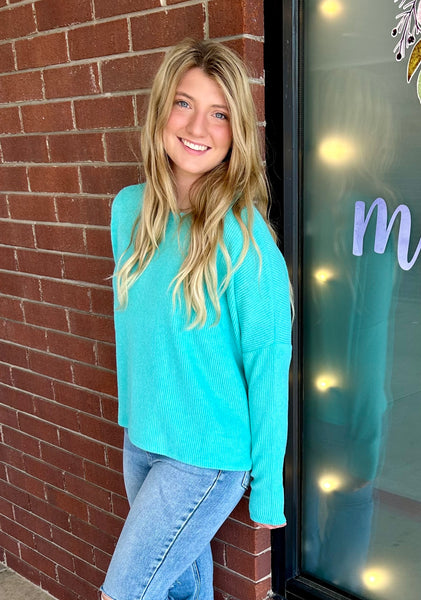 Dallas Knit Sweater Turquoise