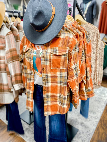 Sonoma Rust Plaid Flannel Button Down