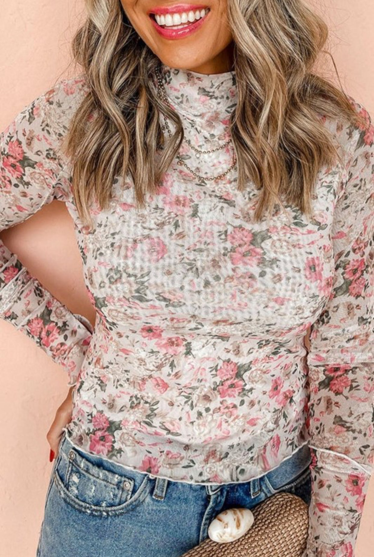 Floral Mesh Layering Top