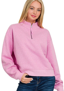 Scuba Fleece Half Zip Sweatshirt Pullover Mauve