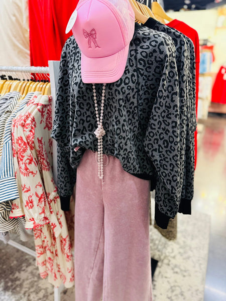 Charcoal & Black Leopard Print Sweater