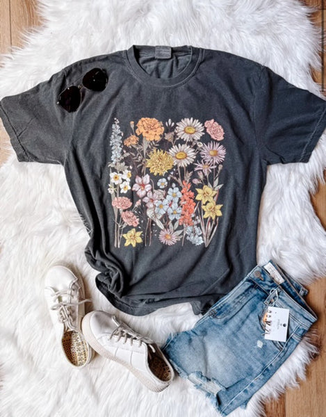 Comfort Colors Pepper Wild Flower Tee