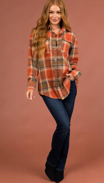 Sonoma Rust Plaid Flannel Button Down