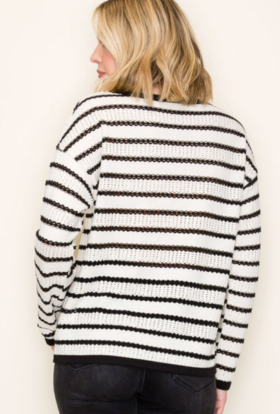 Black Ivory Stripe Sweater Top