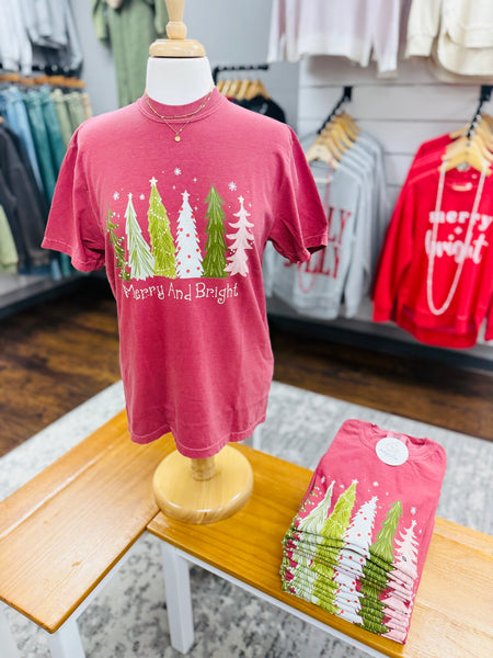 Comfort Colors Crimson Merry & Bright Tee