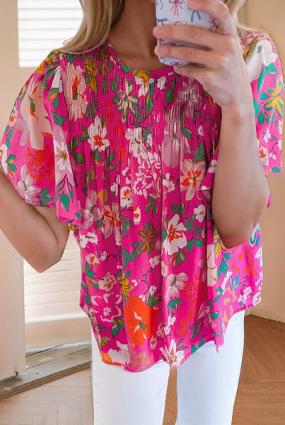 Sadee Pink Floral Flowy Top