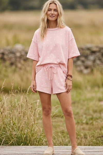 Soft Pink Polka Dot 2PC Shorts & Top Set