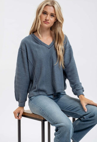 Soft Essentials V Neck Top Teal