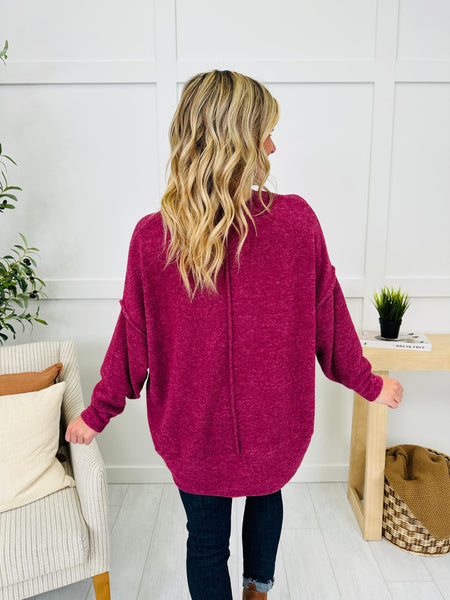 Sweater Weather Pocket Sweater Wine Red