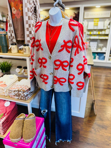 Red Bows Sweater Cardigan