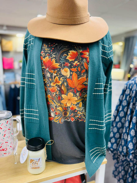 Stitch Stripe Cardigan Jade