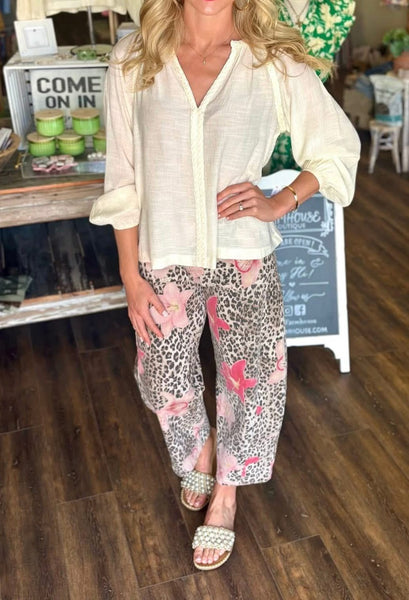 Leopard & Floral Print Pant