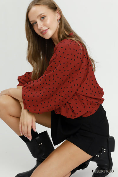 UMGEE Desert Red Polka Dot Top