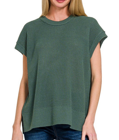 Crew Neck Sweater Vest Ash Jade