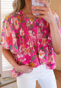 Sadee Pink Floral Flowy Top