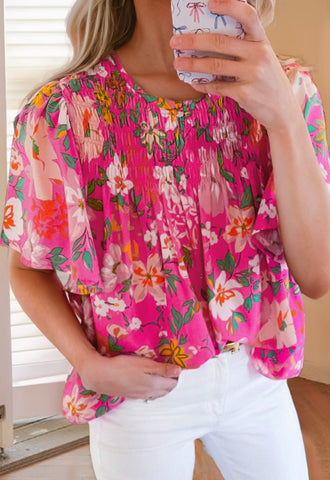 Sadee Pink Floral Flowy Top