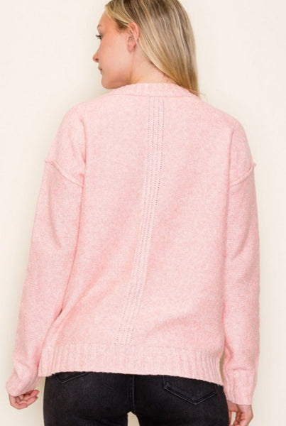 Light Coral Cozy Mock Neck Sweater