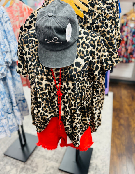 Leopard Short Sleeve Babydoll Top
