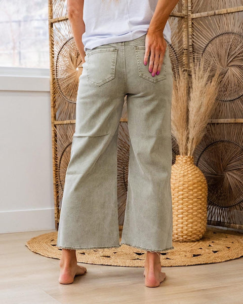 Wide Leg Jean Light Olive