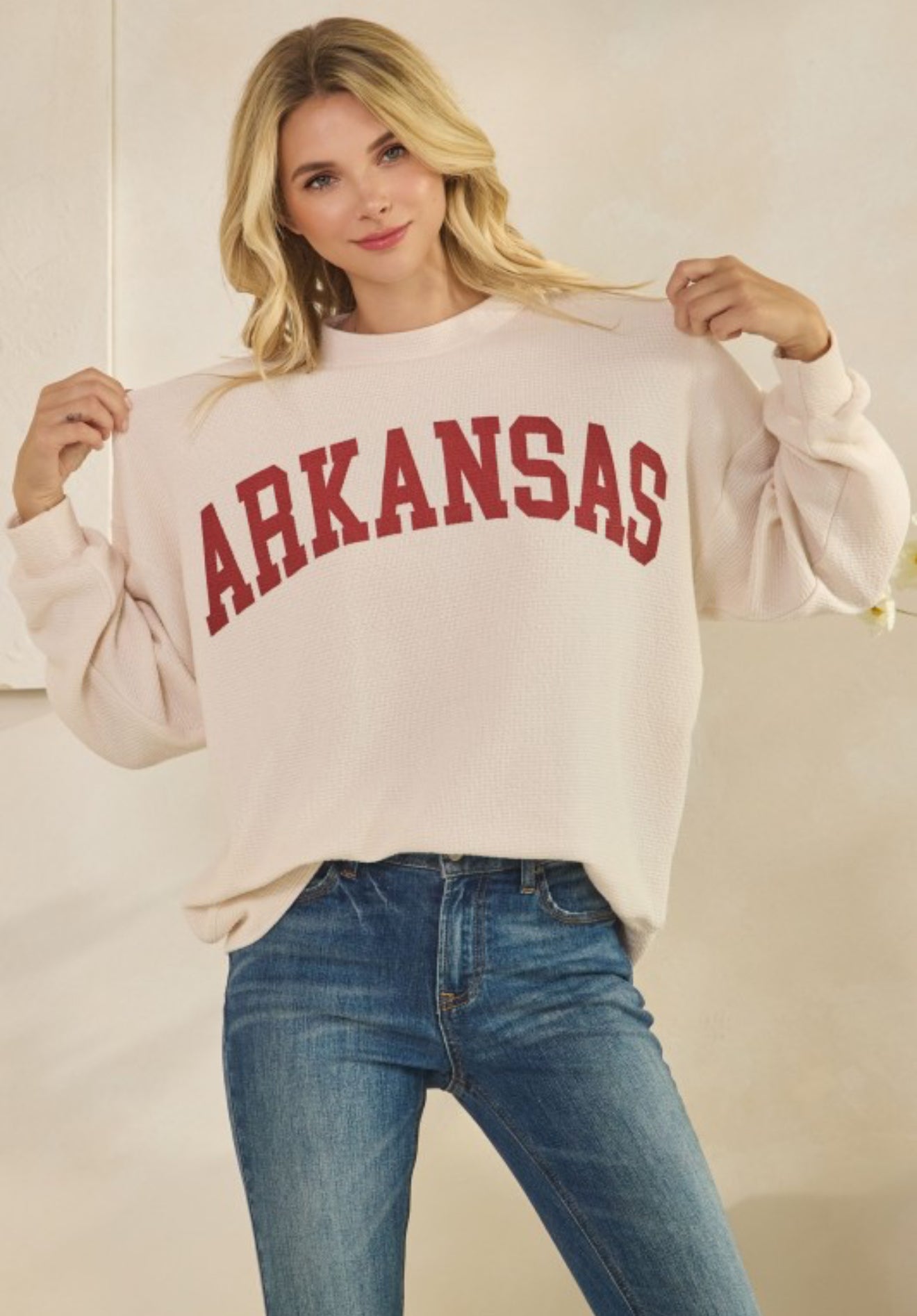 Arkansas Cream Cloud Knit Sweater Top