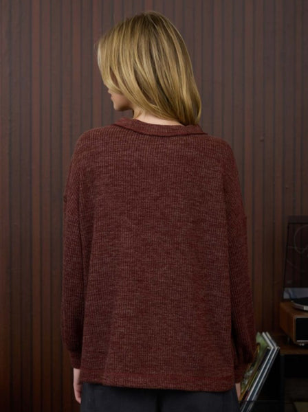 Crew Neck Pocket Sweater Burgundy