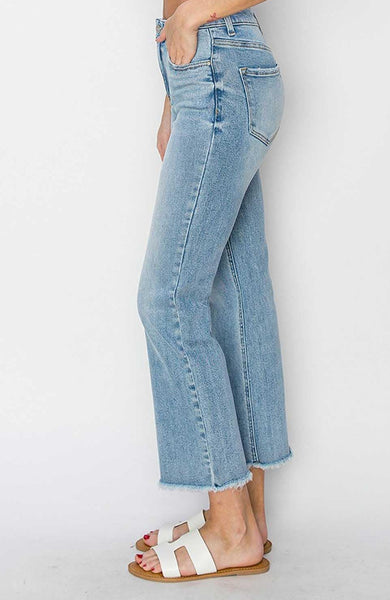 RISEN Lyla Light Wash Straight Leg Crop Jean