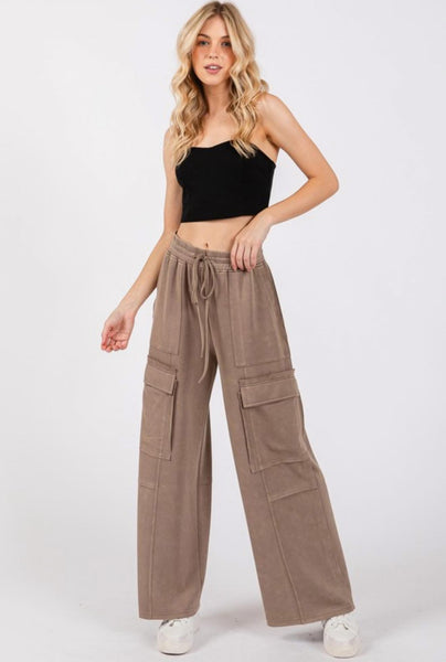 Mineral Washed Cargo Pant Mocha