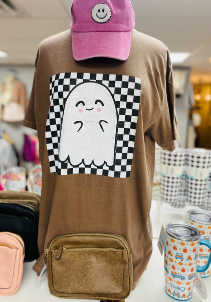 Comfort Colors Espresso Checker Ghost Tee