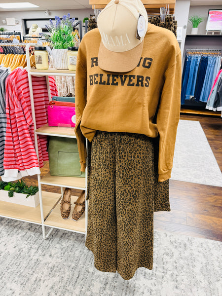 Collette Mocha Leopard Wide Leg Pant