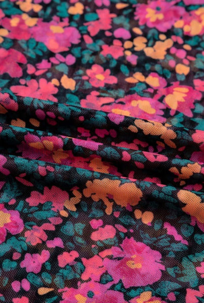 Black Mix Boho Mesh Layering Top