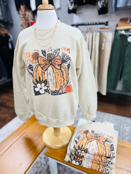 Cream Pumpkin Boho Harvest Sweatshirt