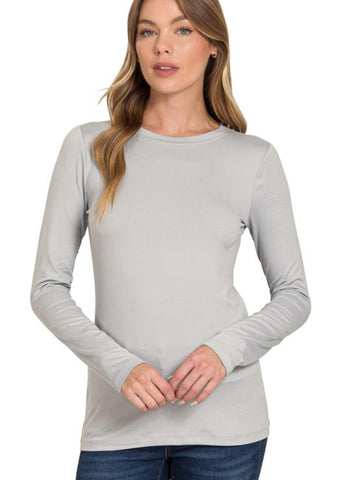 Long Sleeve Essential Layering Tee Light Grey