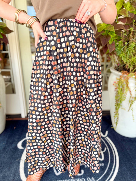 Black Multi Polka Dot Maxi Skirt