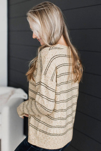 Oatmeal Beige Sprinkle Stripe Sweater