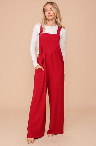 Wide Leg Jumpsuit Dark Red