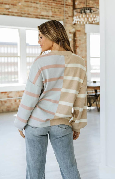 Beige & Grey Ansley Stripe Sweater