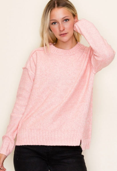 Light Coral Cozy Mock Neck Sweater