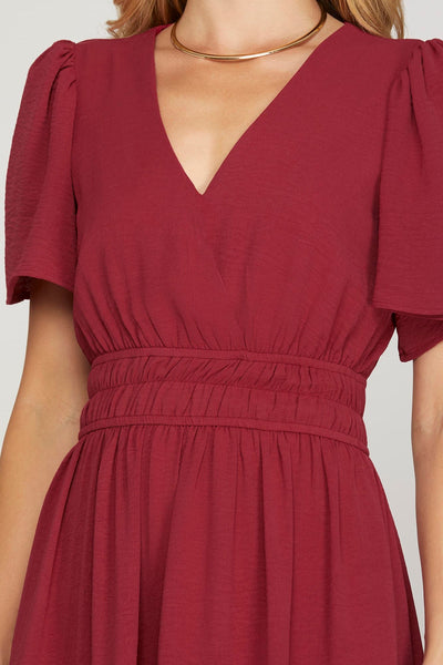 Dark Red Woven Maxi Dress