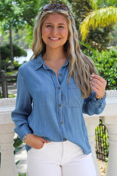 Chambray Denim Classic Button Down Shirt