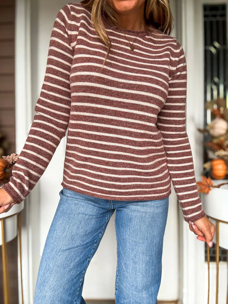 Brick Cozy Stripe Sweater