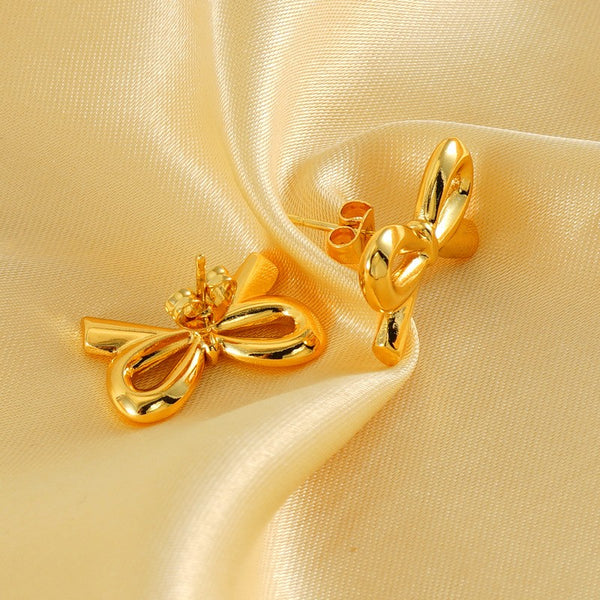 18K Gold Plated S.S. Bow Stud Earring