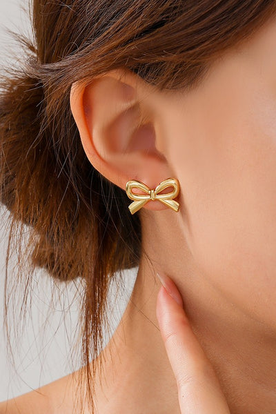 18K Gold Plated S.S. Bow Stud Earring