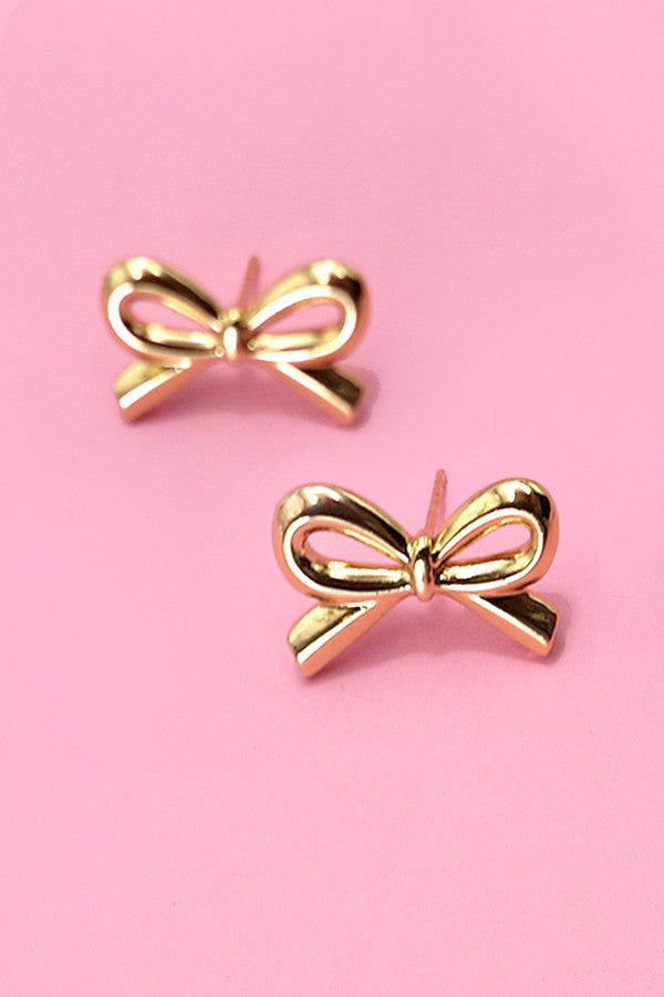 18K Gold Plated S.S. Bow Stud Earring