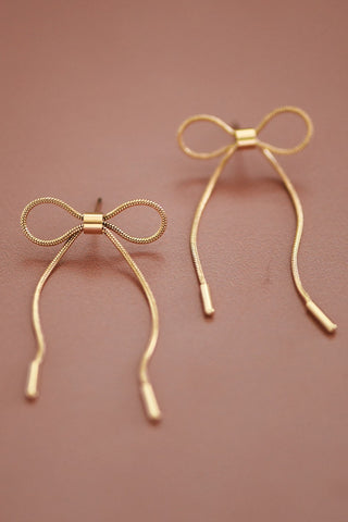 18K Gold Plated S.S. Dainty Rope Bow Earring