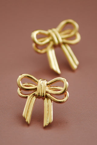 18K Gold Plated S.S. Double Bow Earring