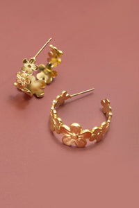 18K Gold Plated S.S. Floral Hoop Earring